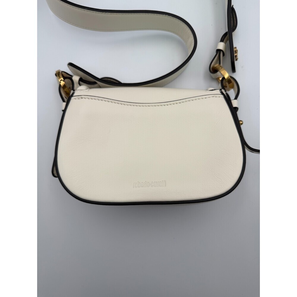 Vintage Roberto Cavalli Fang Bang Shoulder Bag Womens White Small Saddle Luxury - Picture 5 of 12